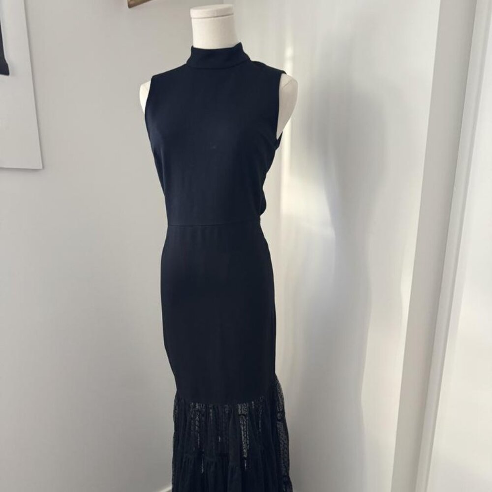 STAUD Black Sleeveless Maxi Dress with Lace Hem - Picture 3 of 10